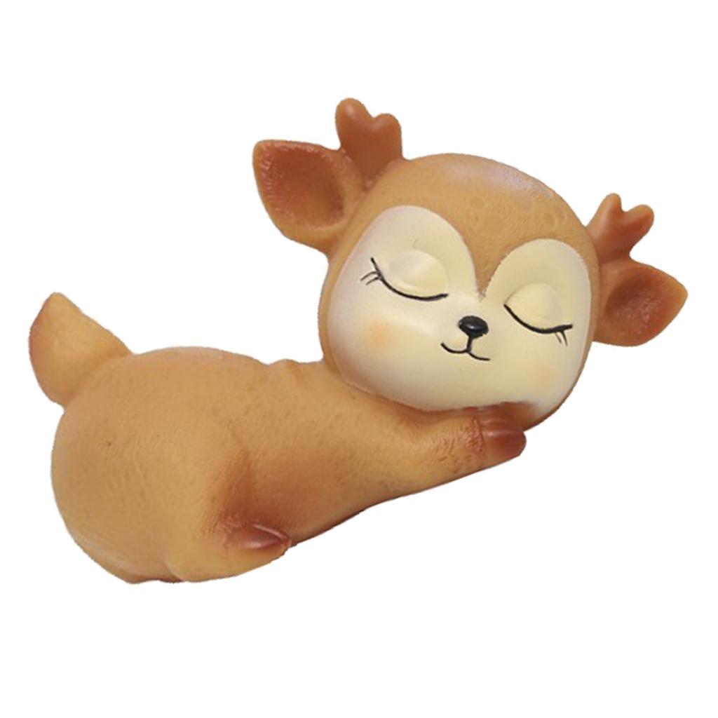 2pcs Silicone Deer Figurines Fawn Ornaments Animal Model Kids Toy Gifts