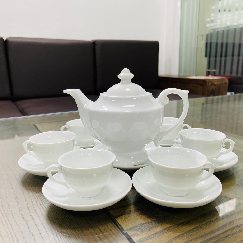 Quốc Hội - Ấm Trà Trắng Đẹp - Bộ Tách Uống Trà Siêu Xinh - Bộ Ấm Trà Bát Tràng Cao Cấp - Vitaminceramics