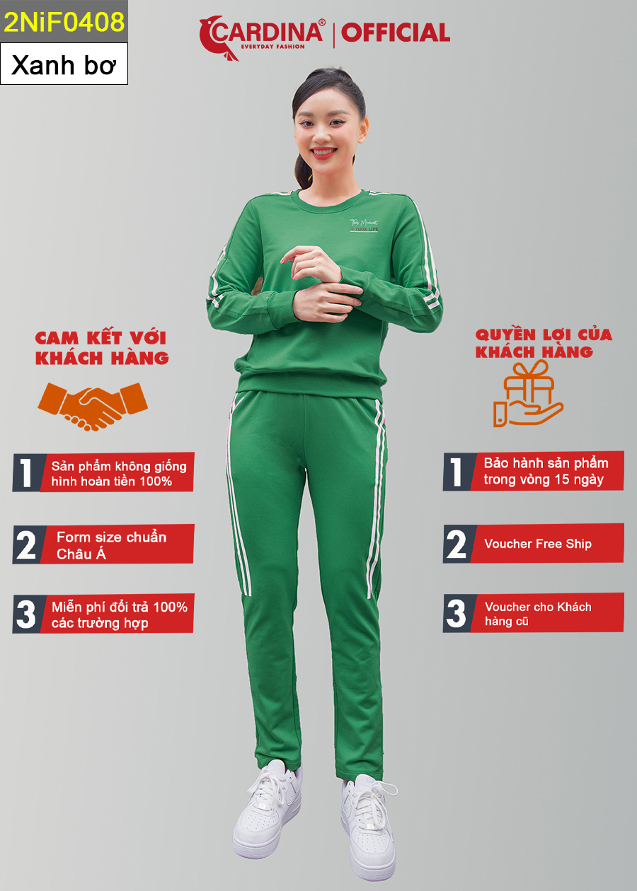 Bộ Đồ Thu Đông Nữ CARDINA Chất Nỉ Cao Cấp Dáng Thể Thao, Năng Động 2NIF04