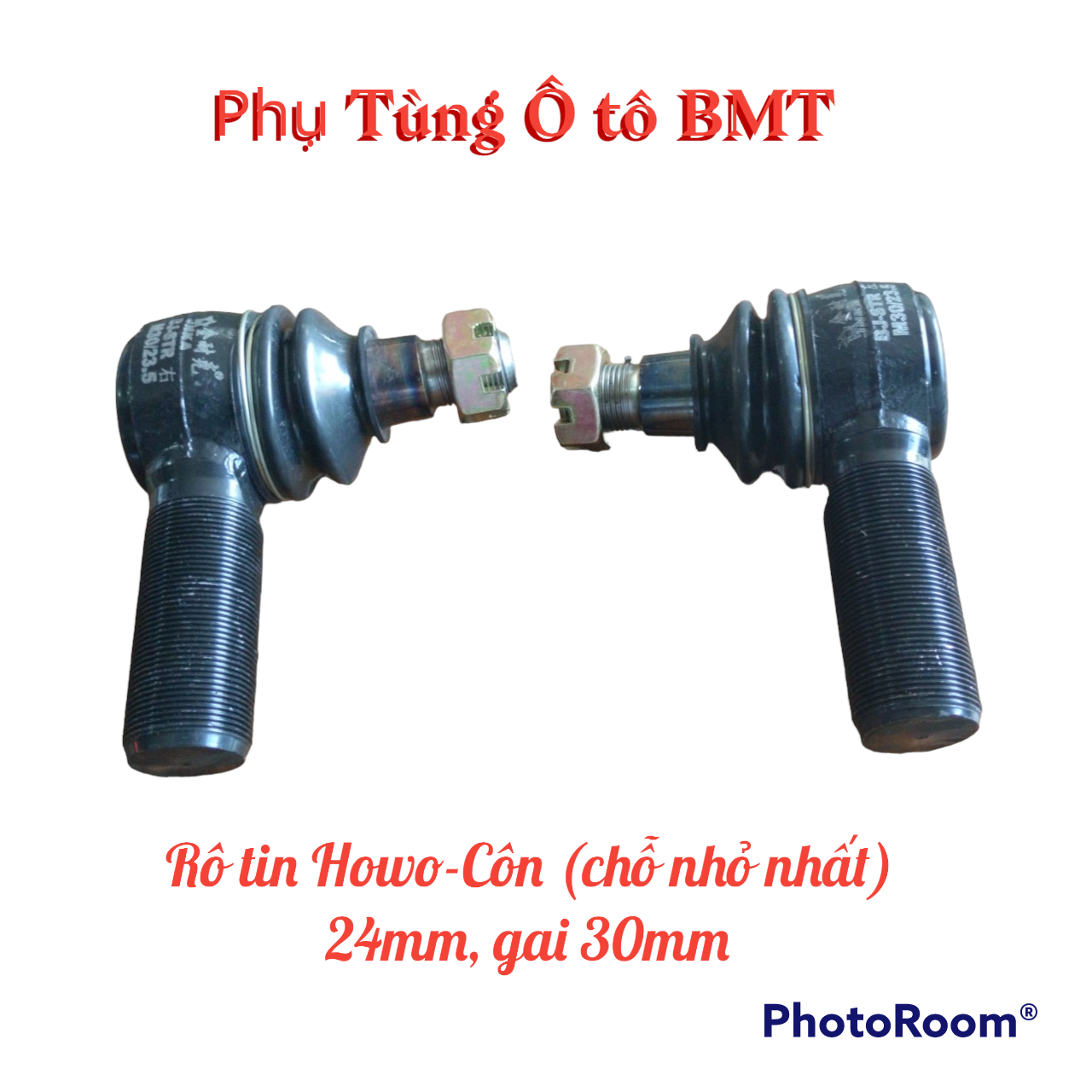 Một cặp Rotuyn ba ngang lái dùng cho xe Howo, mã WD615/L375, gai ngoài 30mm, côn 24mm, không có chỉnh