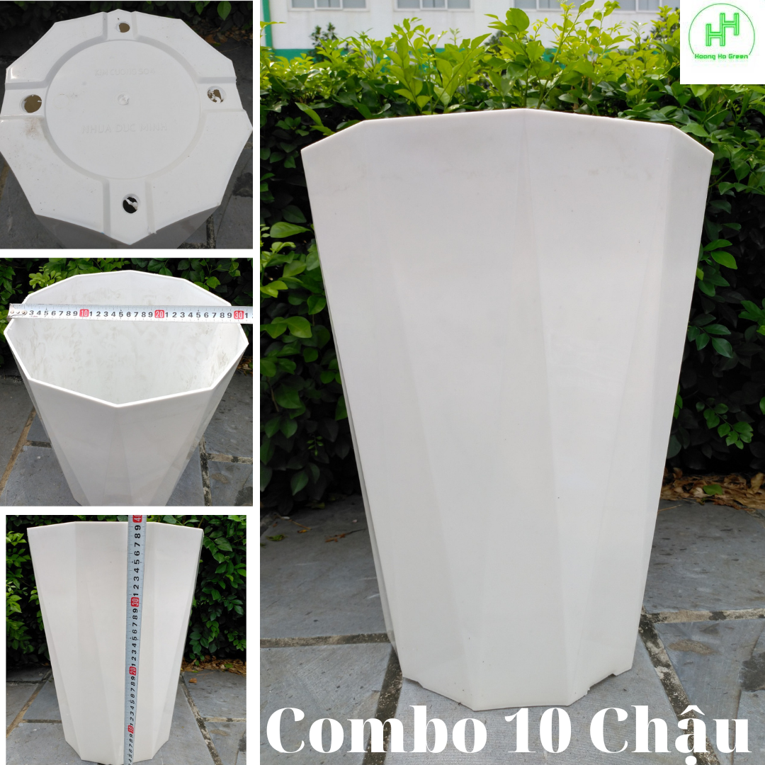 10 Chậu nhựa Kim Cương SO4, KT Miệng 30cm x Cao 40cm - Nhựa Đức Minh