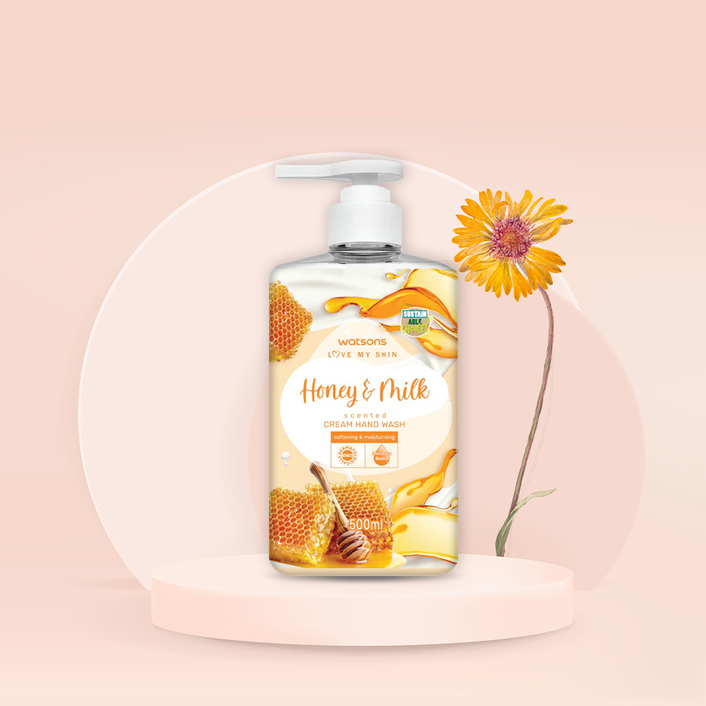 Kem Rửa Tay Watsons Love My Skin Honey Milk Scented Cream Hand Wash 500ml