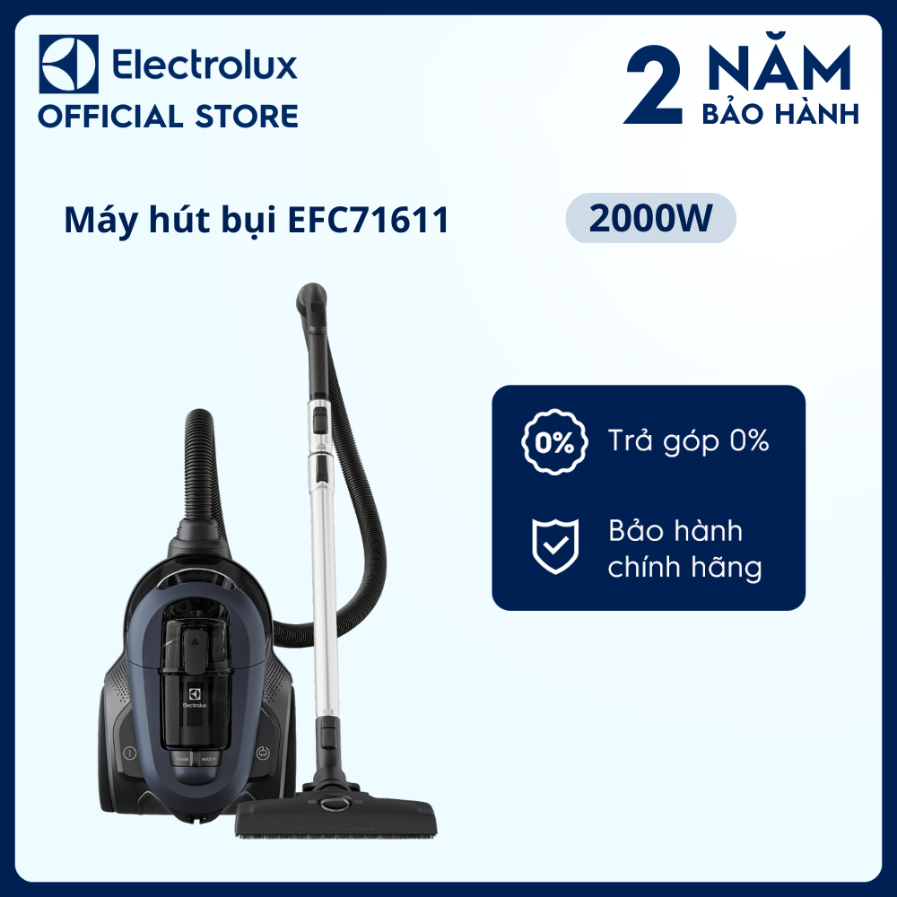 Máy hút bụi Electrolux UltimateHome 700 2000W - EFC71611 - Vệ sinh toàn diện, làm sạch tối ưu, di chuyển dễ dàng, thuận tiện [Hàng chính hãng]