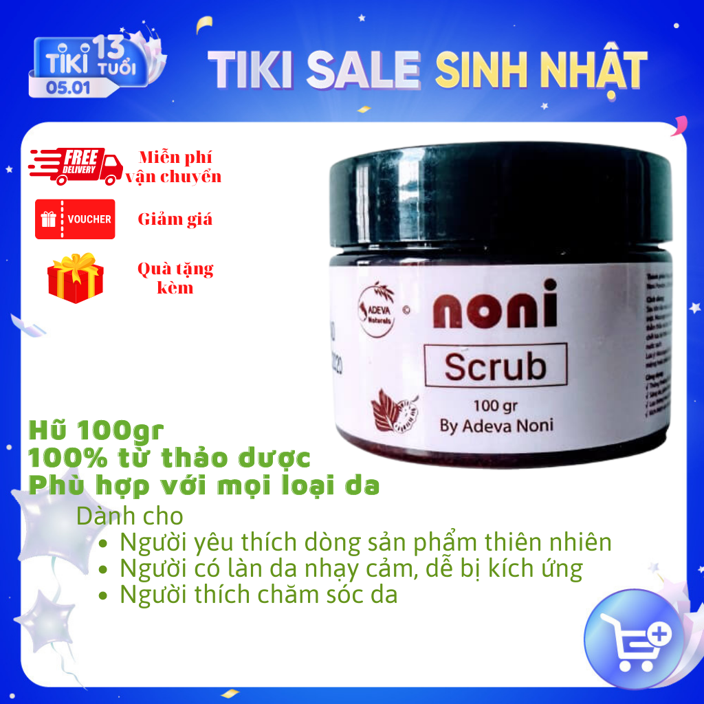 Tẩy tế bào chết Trái nhàu – Noni scrub for face 100 gr - Sáng da, giảm thâm, tái tạo tế bào da mới, Kích thích sản sinh collagen - Thành phần thiên nhiên, không cồn, không paraben