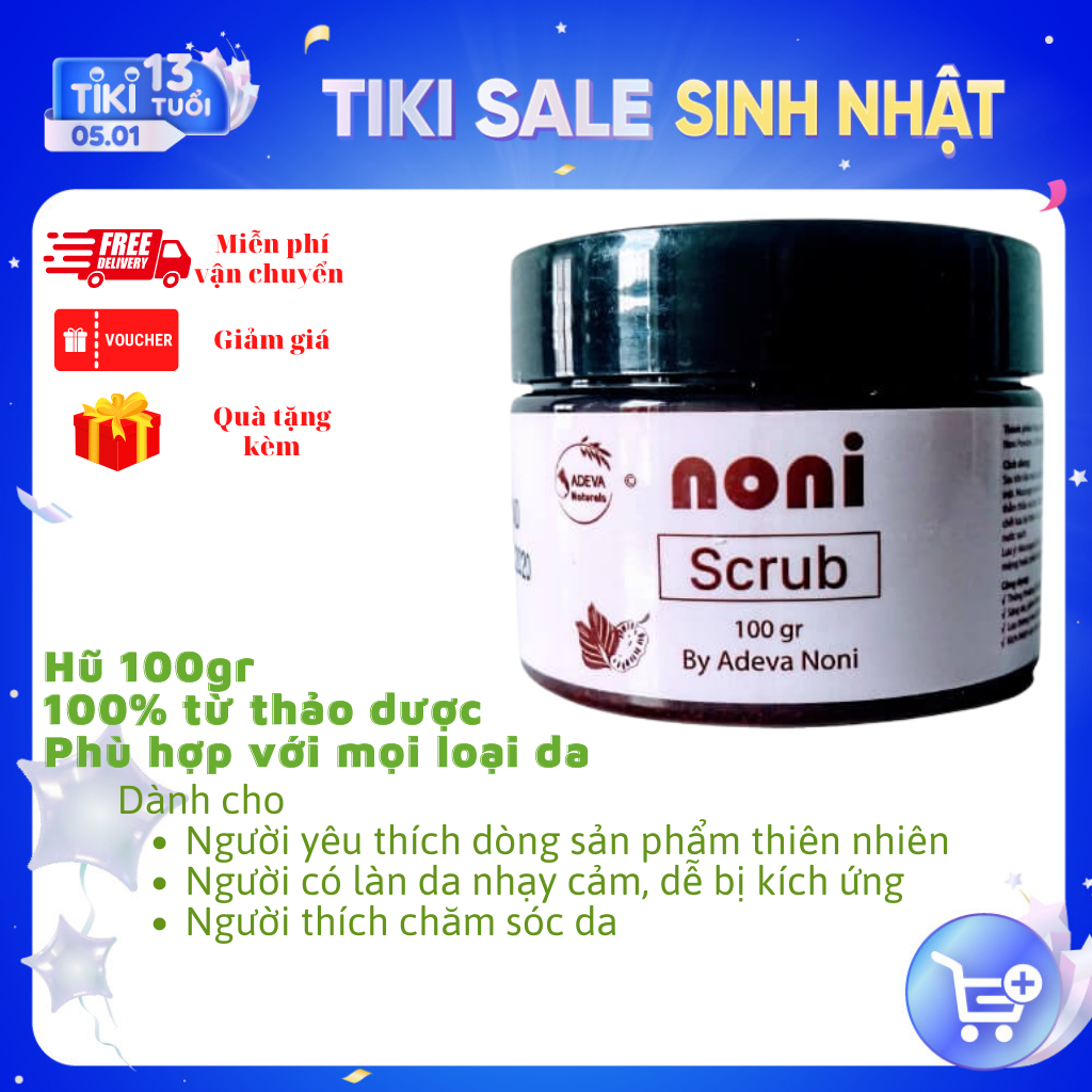 Tẩy tế bào chết Trái nhàu (cho mặt) – Noni scrub for face 100 gr - Sáng da, giảm thâm, tái tạo tế bào da mới, Kích thích sản sinh collagen - Thành phần thiên nhiên, không cồn, không paraben