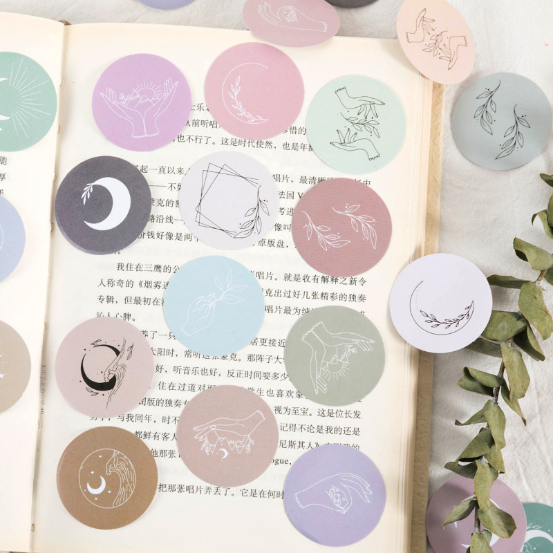 Sticker chủ đề Mặt Trăng - Hộp 45 miếng dán trang trí sổ tay Bullet Journal - M095