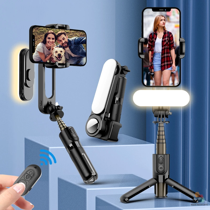 Gậy Chụp Hình Gimbal Chống Rung HIGH TECH GATE Q09 Mini Cầm Tay Du Lịch, Chụp Ảnh Tự Sướng Selfie, Quay Video, Livestream, Quay Tiktok Mọi Nơi, Có Đèn Sáng Tháo Rời, Hàng Chính Hãng