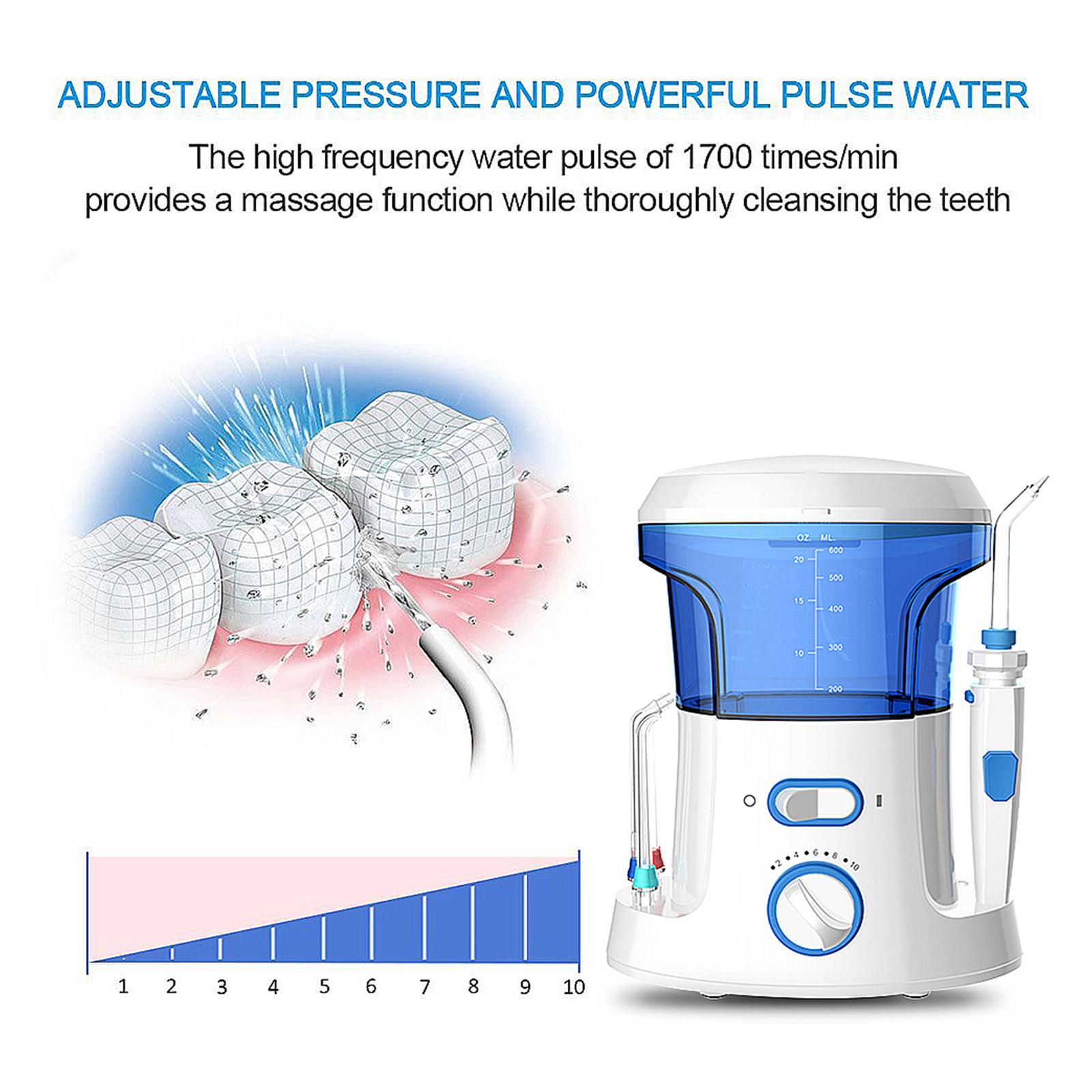 Máy Tăm Nước Điện Với Bình Chứa Nước 600Ml Không Thấm Nước 10 Mức Áp Suất