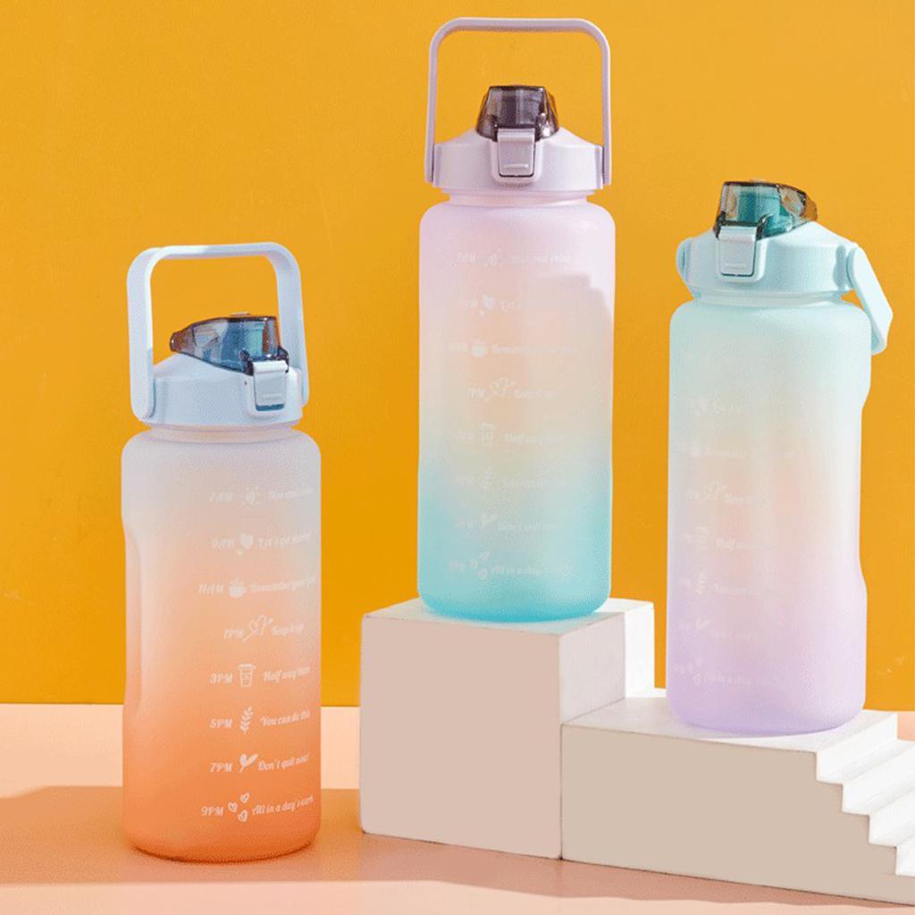 2 Pieces Water Bottle BPA Free 68oz 2000ml w/Straws for Sport Travel