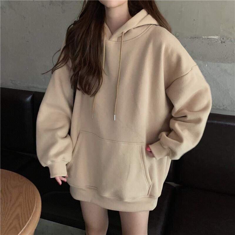 Áo Hoodie Nỉ Bông Trơn Một Màu Cá Tính Phong Cách Hàn Quốc Năng Động - LZGV016