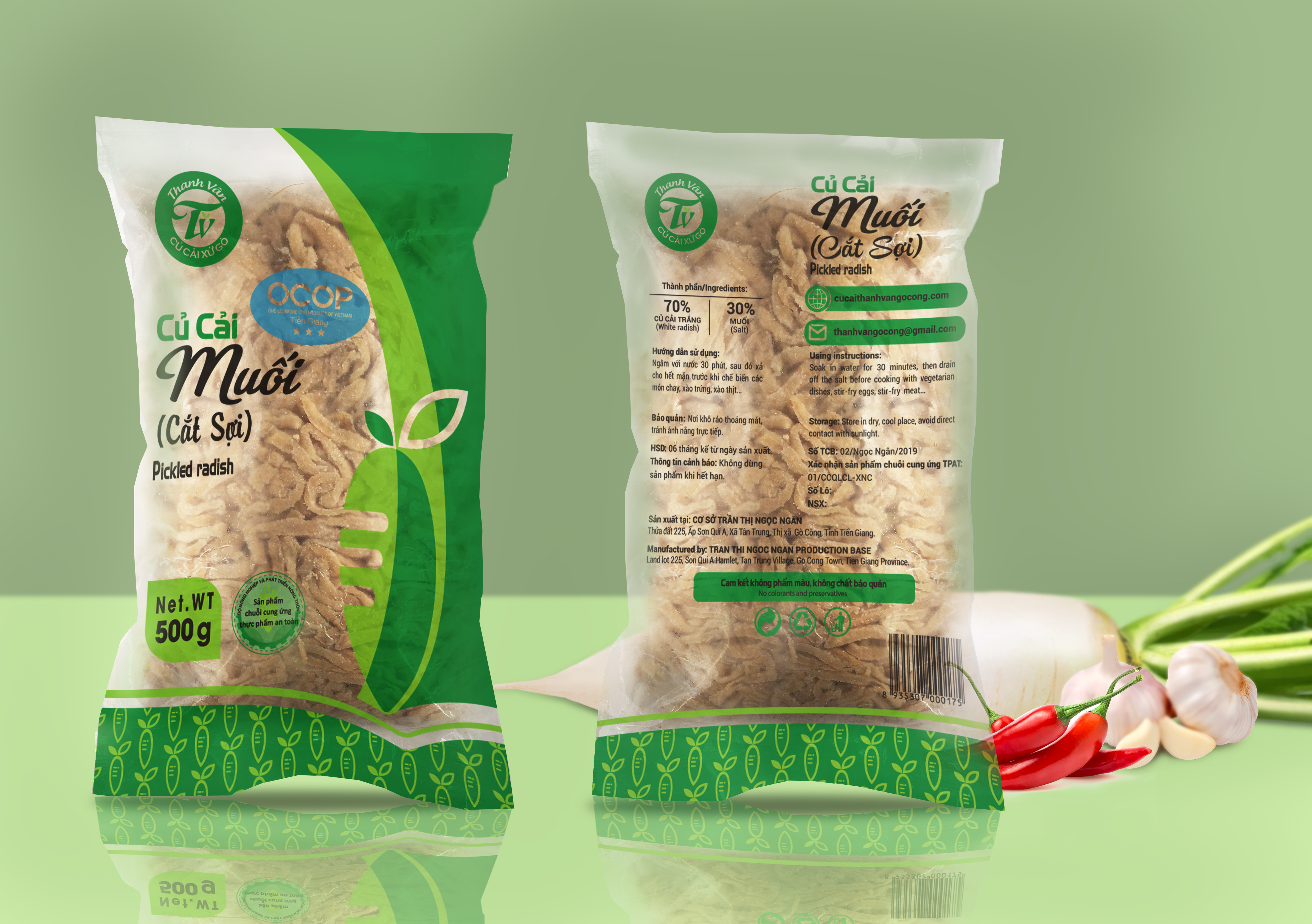 Củ cải trắng muối sợi Thanh Vân xứ Gò 500gr