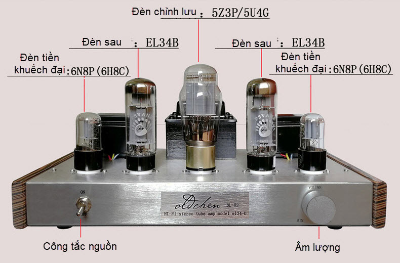 Ampli đèn Oldchen EL34 BL-02 công suất 10w/ 1 kênh chất âm mềm mại - chi tiết - mê hoặc lòng người AnZ