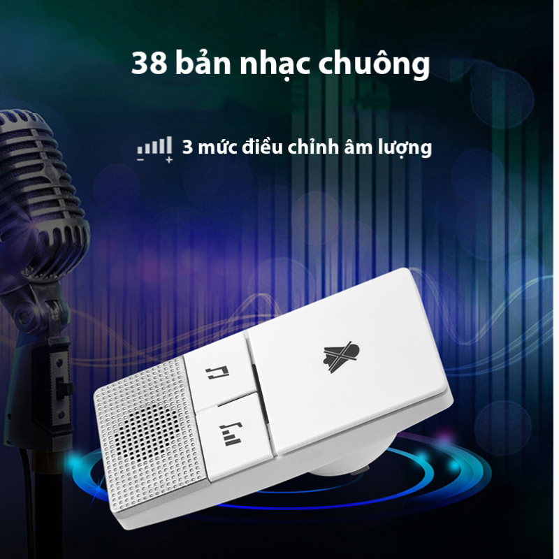 Chuông Không Dây Không Dùng Pin Chống Nước Homematic G4LW 1 Nút Bấm Nhiều Loa 36 Bản Nhạc