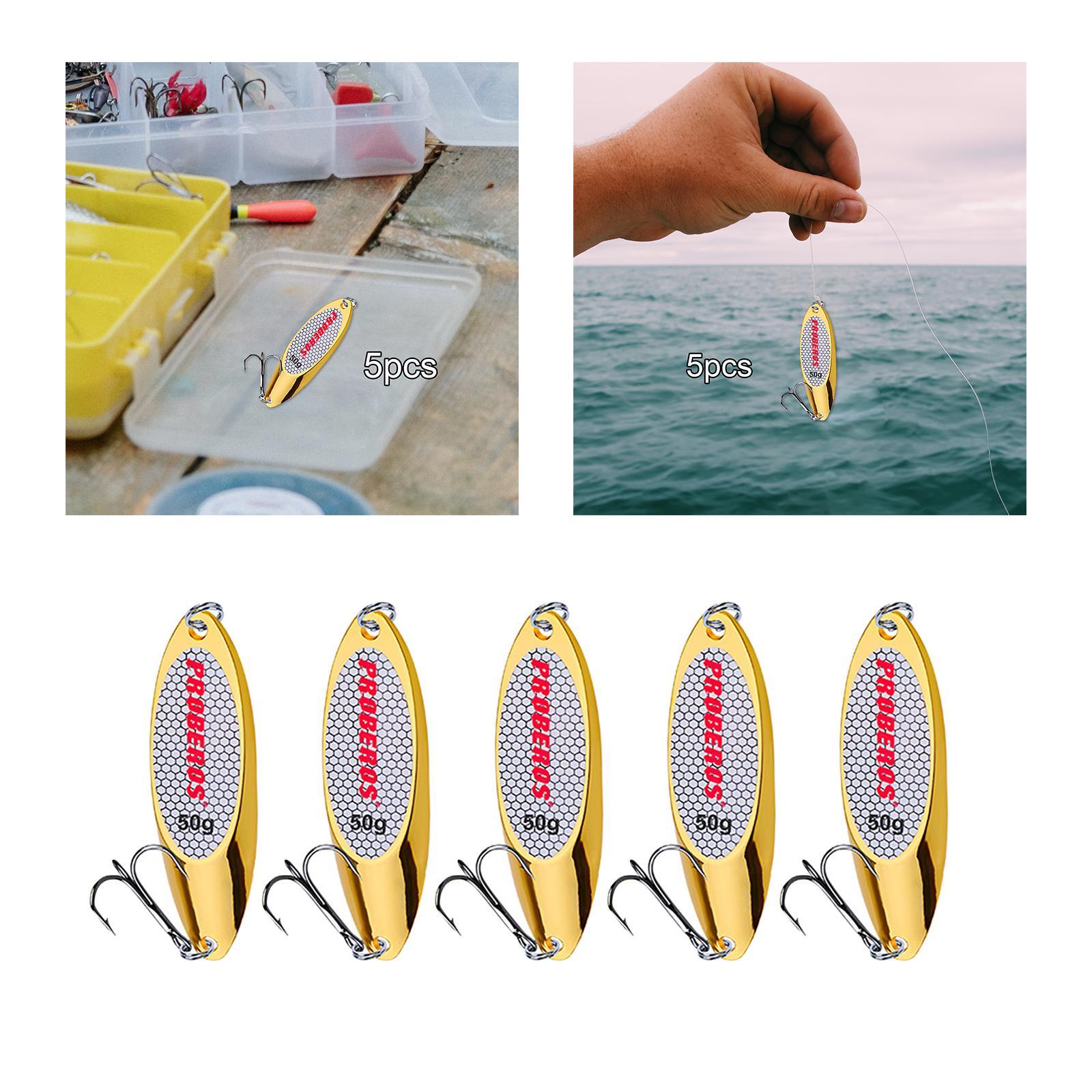 5x Fishing Spoons Long Casting Hard Freshwater Saltwater Metal Fishing Lures