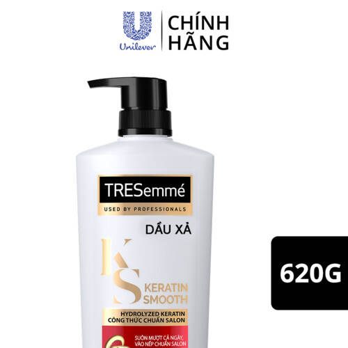 Dầu xả TRESEMME Keratin Smooth Dưỡng tóc khô xơ rối Công thức Hydrolyzed Keratin Vào Nếp Suôn Mượt 620g