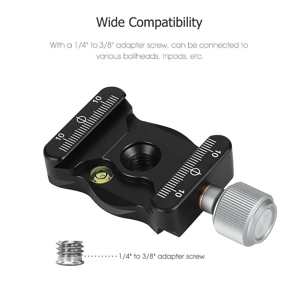 Aluminium Alloy Quick Release Clamp with 1/4 & 3/8 Inch Screw Mount Bubble Level for Ballhead Tripods Camera Accessories