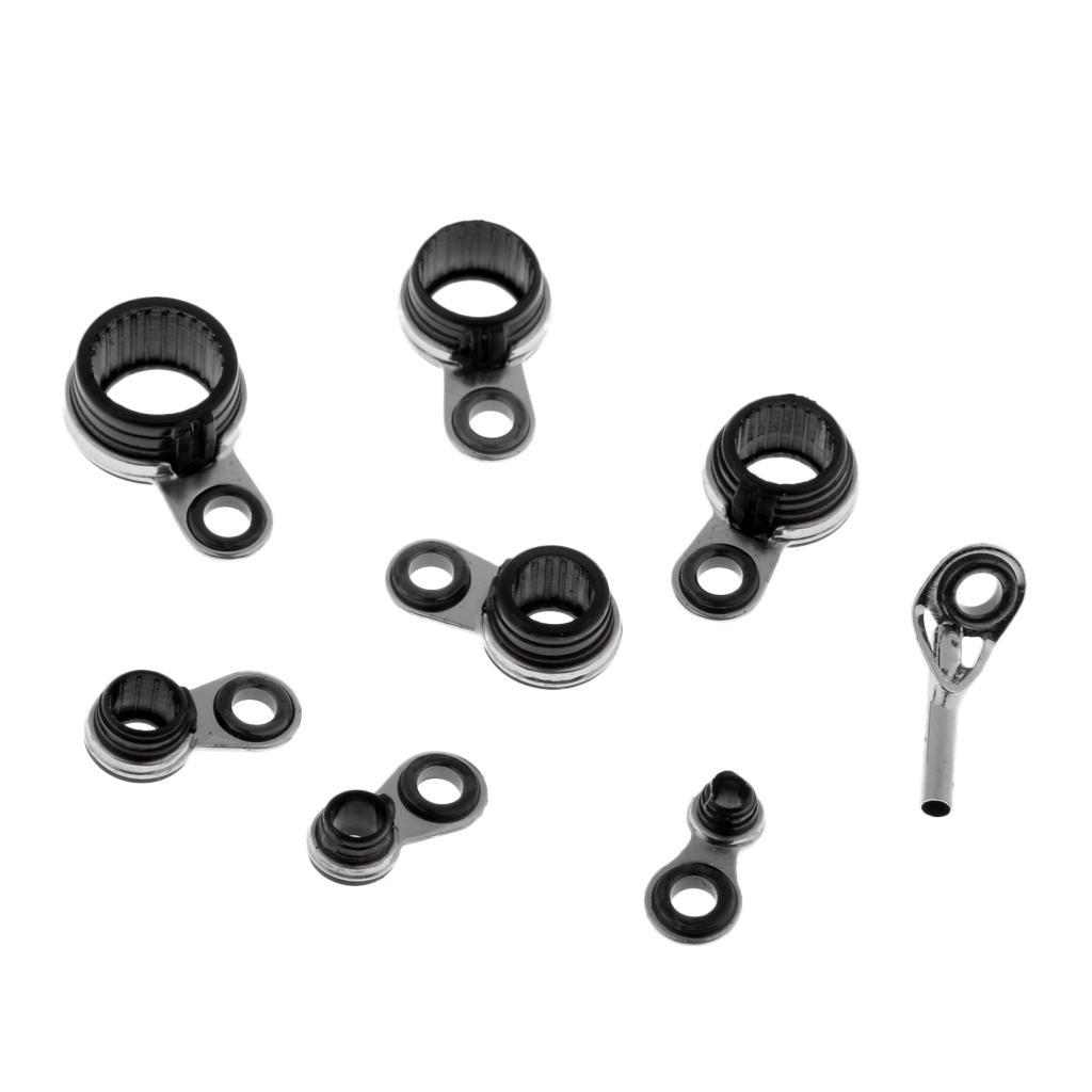 2x8pcs Mixed Size Fishing Rod Guides Eye Ring Top Tip Line Ring Rod Repair Kit
