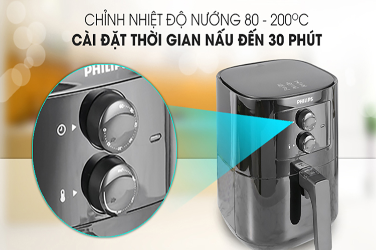 Nồi Chiên Không Dầu Philips HD9200/90 (4.1 Lít) - Hàng Chính Hãng