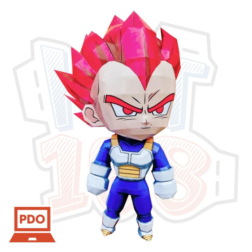 Mô hình giấy Anime Dragon Ball Chibi Vegeta SSJ God