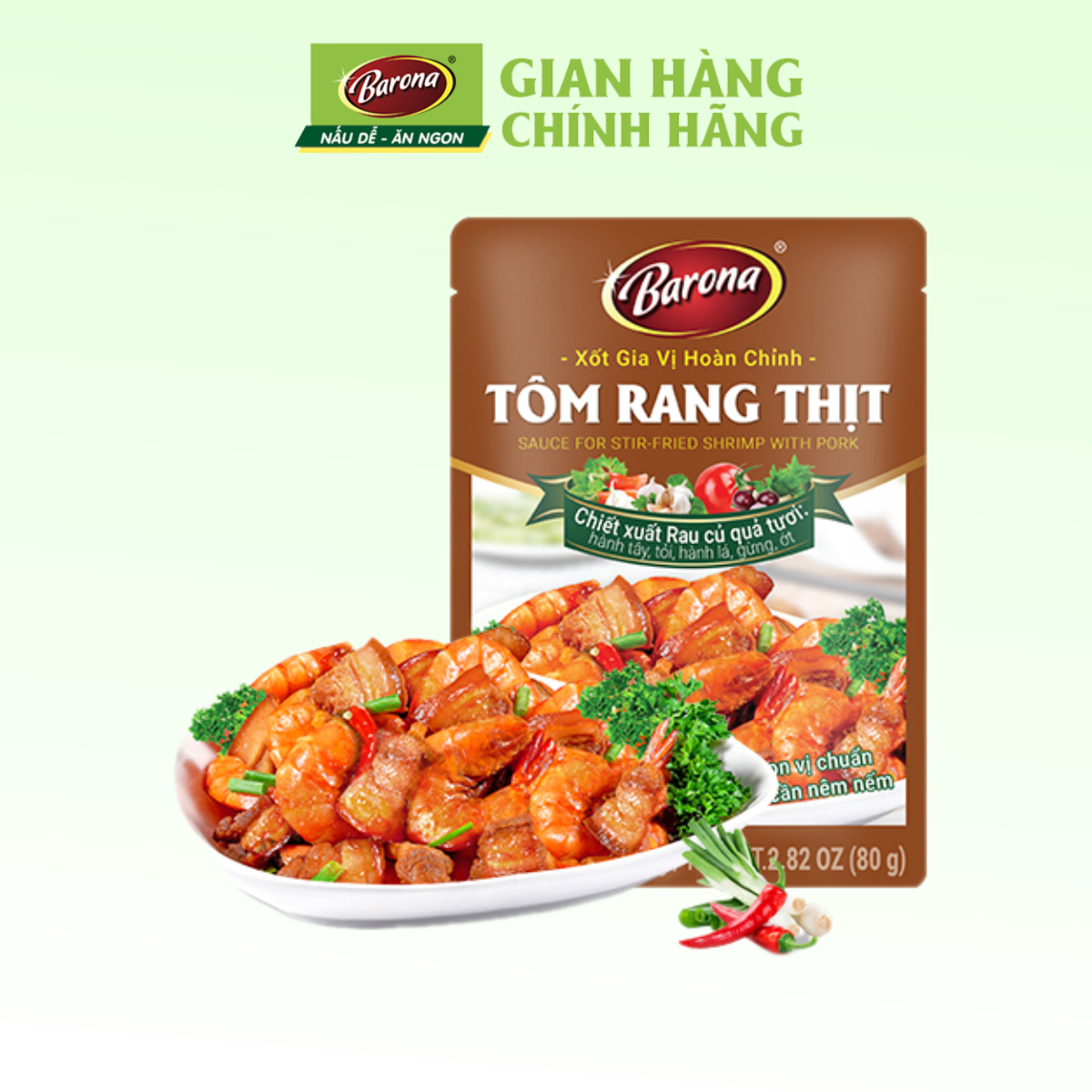 Gia Vị Tôm Rang Thịt Barona 80g ướp ngon chuẩn vị không cần nêm nếm