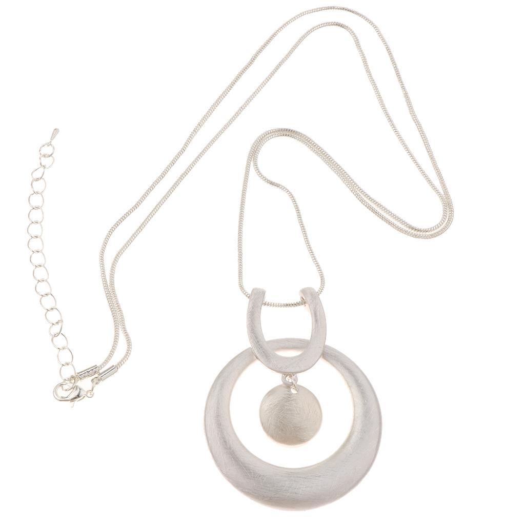 Vintage  Link Chain with Brushed Round Pendant Necklace Jewelry