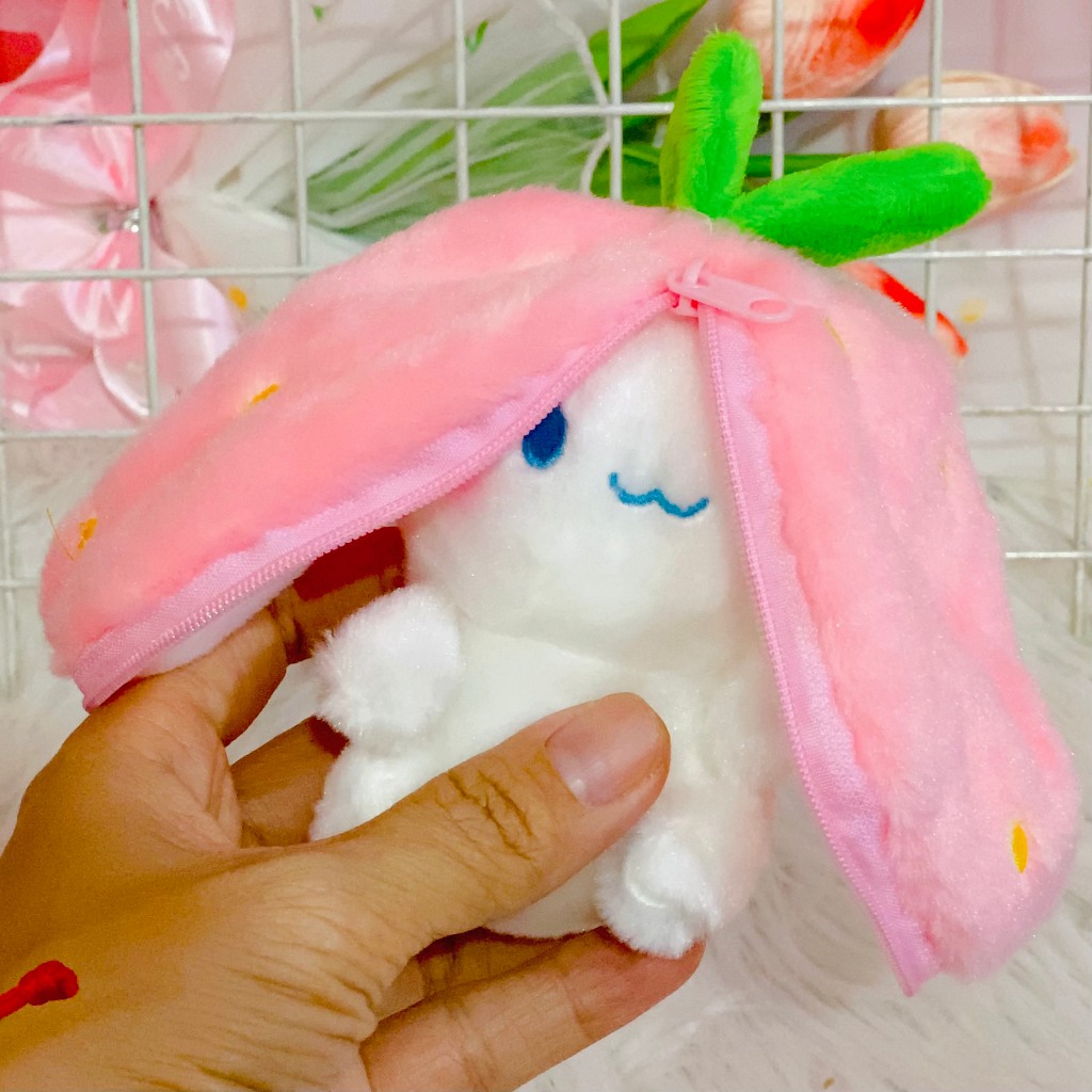 Móc Khóa Balo Đồ Chơi Gấu Bông Thỏ Cinnamoroll 2in1 Thỏ Tai Dài Cà Rốt Dâu Tây Dứa Mềm Mịn Đáng Yêu