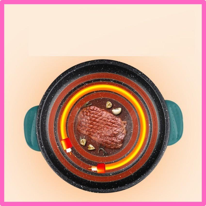 Chảo nướng điện chống dính mini đa năng 26cm, Chảo nướng thịt Hàn Quốc sang trọng nhanh chín thức ăn