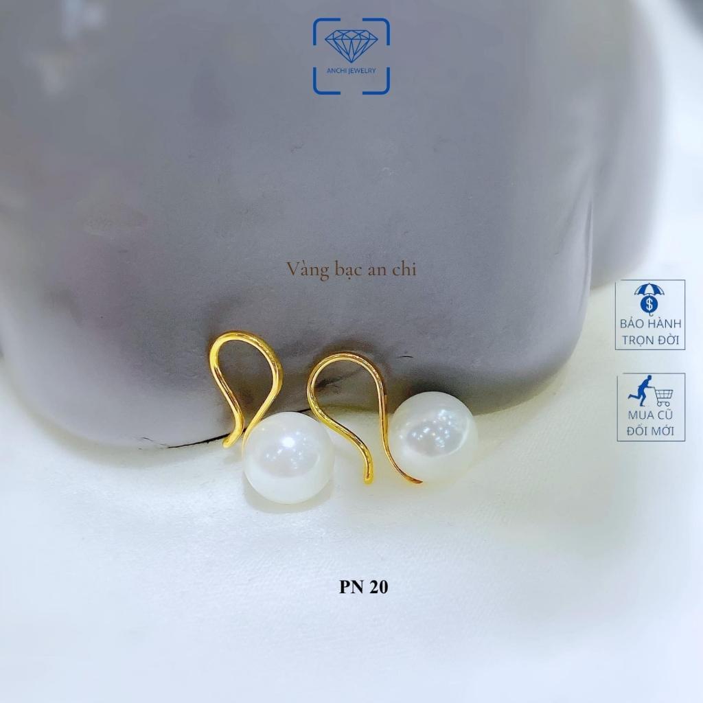 Bông tai hạt trai chuôi 10k có giấy của tiệm vàng, trang sức Anchi jewelry