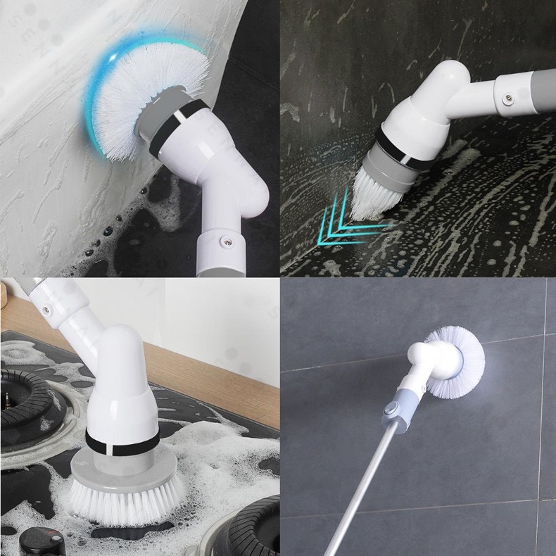 Hình ảnh Chổi Cọ Điện Nhà Vệ Sinh Không Dây Đa Năng, Cọ Bồn Cầu Toilet Nhà Bếp, Pin 4000mAh - Hàng Nhập Khẩu