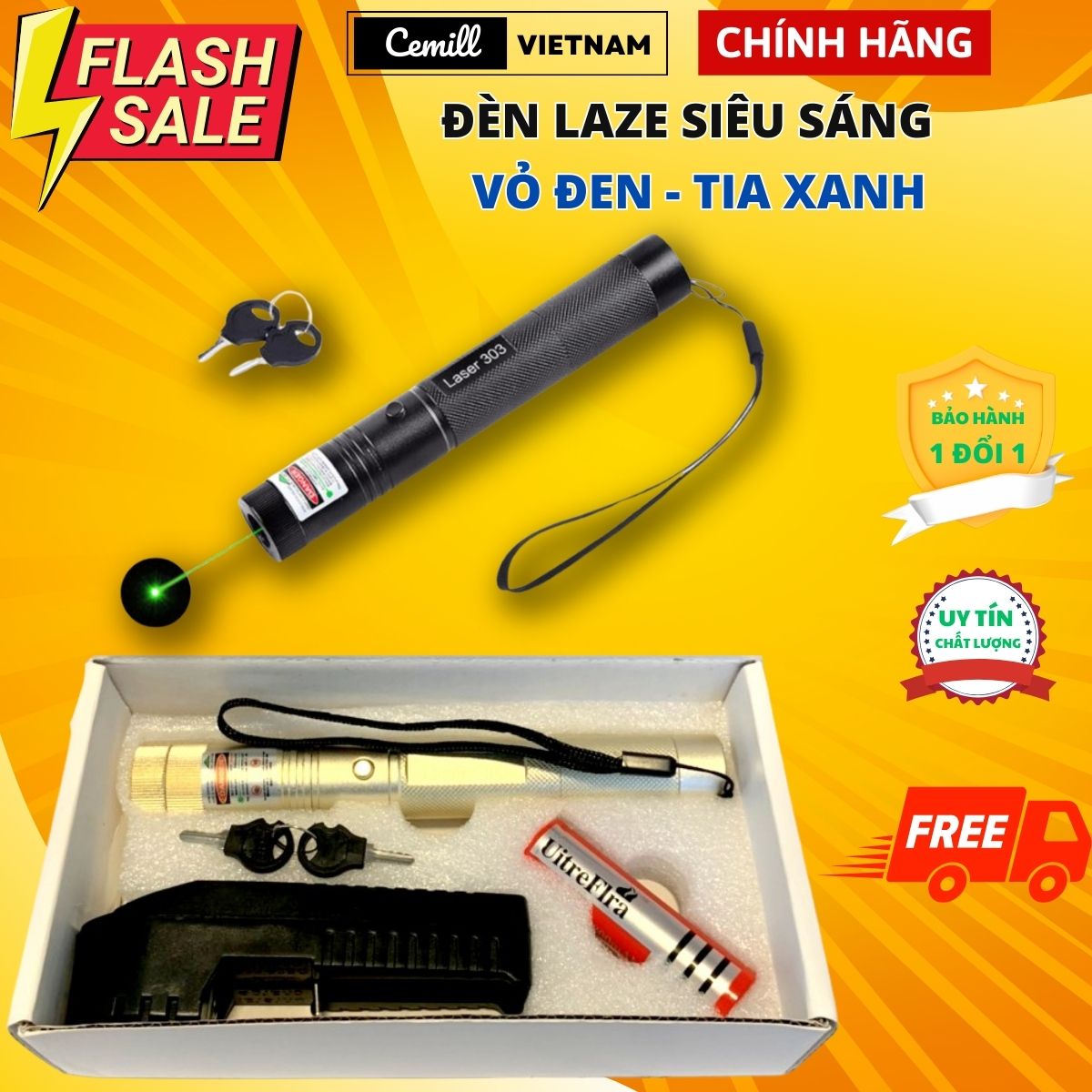 Đèn Pin Laze miDoctor Cao Cấp SD Lazer 303 Full Hộp - Chính Hãng