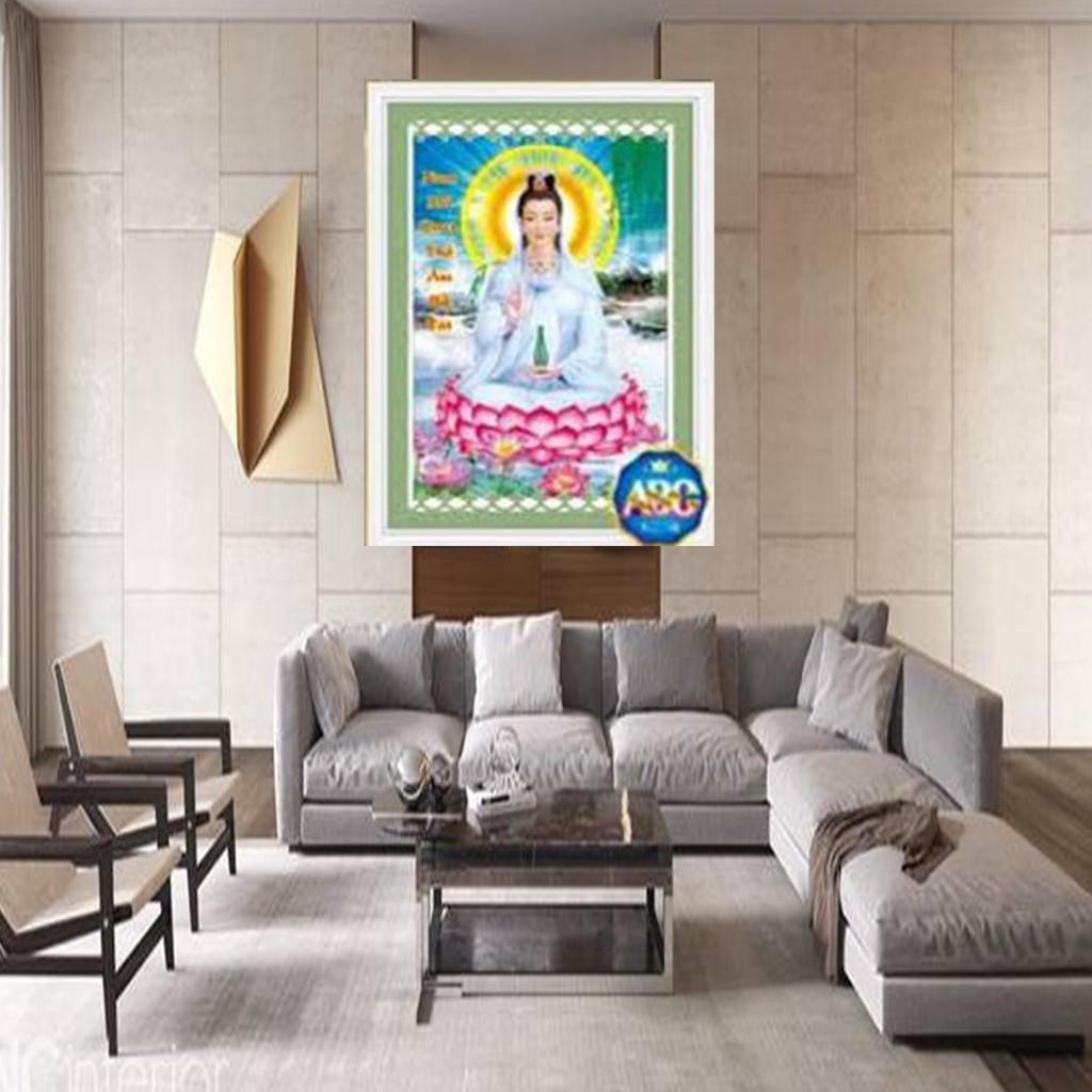 Tranh đá Quán Thế Âm Bồ Tát DF349 - kích thước: 55 * 75cm.