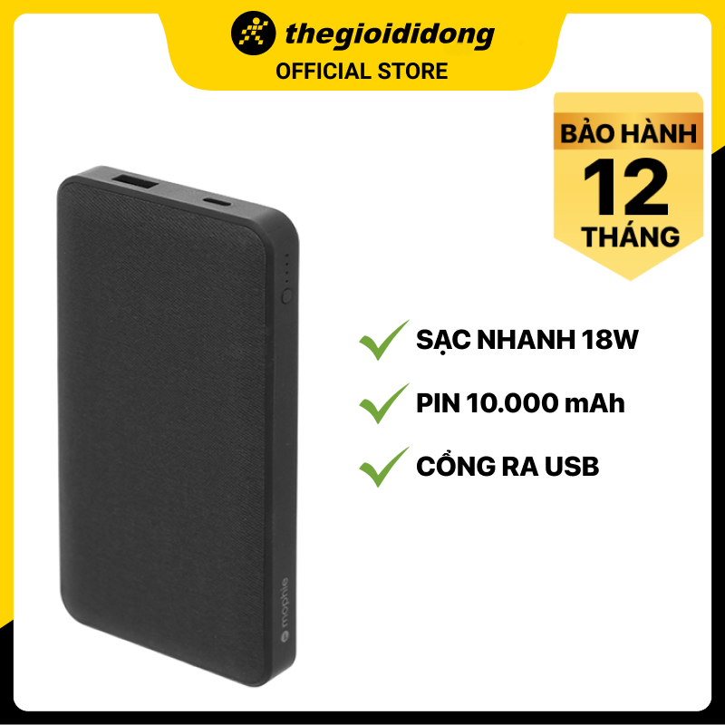 Pin sạc dự phòng Polymer 10.000 mAh Type C PD Mophie Powerstation XL - Hàng chính hãng