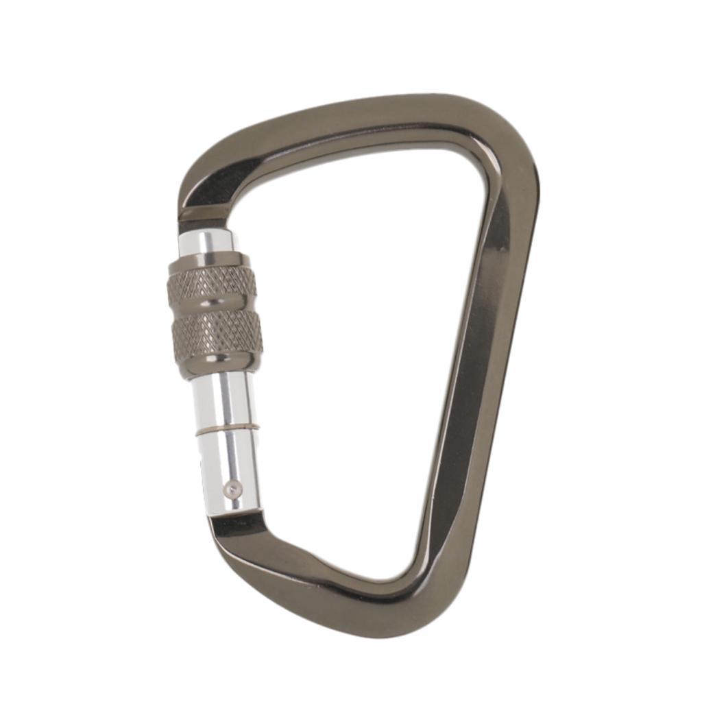 2X 30KN 6720LB Aluminum  Shape Screw Locking Climbing Carabiner Grey