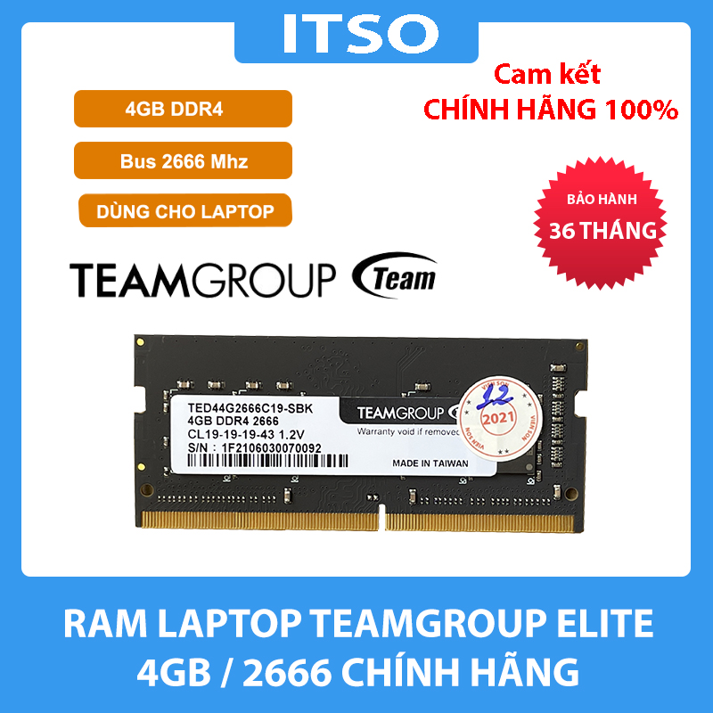 RAM Laptop TeamGroup Elite 4GB DDR4 Bus 2666 - Hàng chính hãng