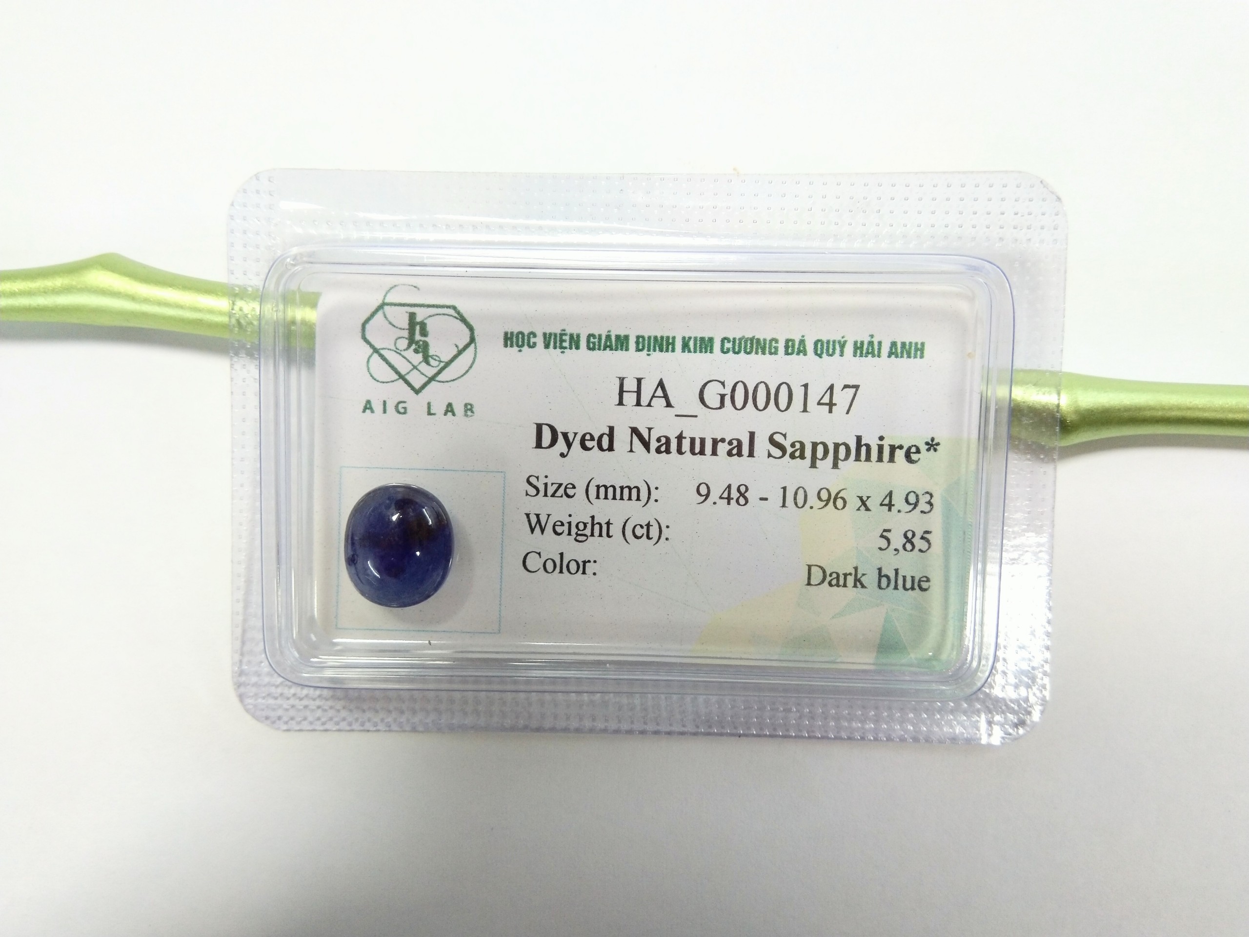 Viên đá Sapphire cabochon thiên nhiên kiểm định HA_G000147