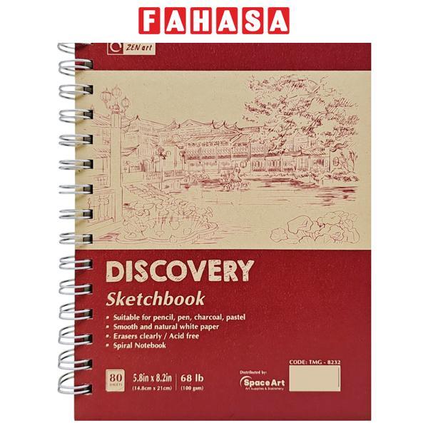 Sổ Vẽ Lò Xo Sketchbook Discovery A5 - Gáy Dọc - Giấy Trơn - 160 Trang 100gsm - Zen Art TMG-8232 - Màu Đỏ