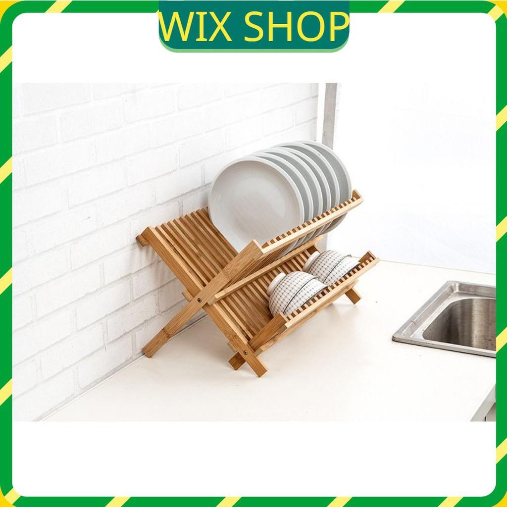 Giá úp bát đĩa cốc chén bằng gỗ tre tự nhiên để bàn thoát nước sạch sẽ giá rẻ nhất