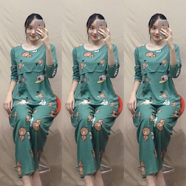 Bộ đồ sau sinh lanh chất mát có lật ti