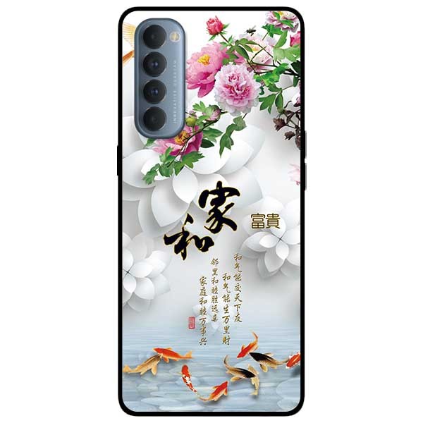 Ốp lưng dành cho Reno 4 Pro mẫu Chim Cá Nền Hoa Trắng