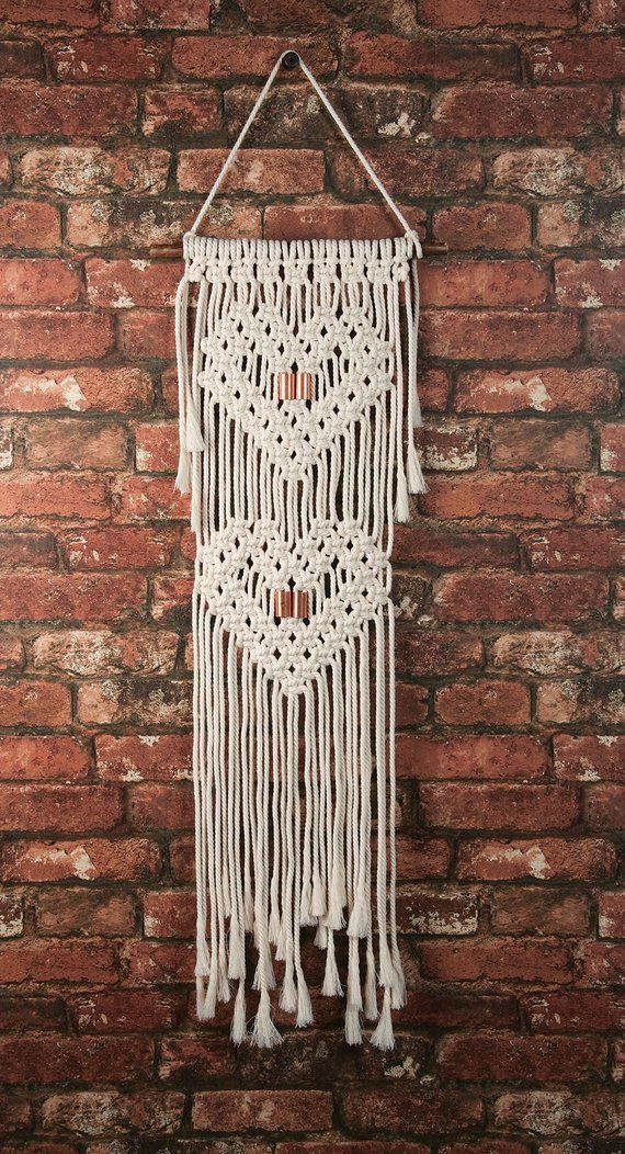 Rèm macrame trang trí treo tường họa tiết trái tim