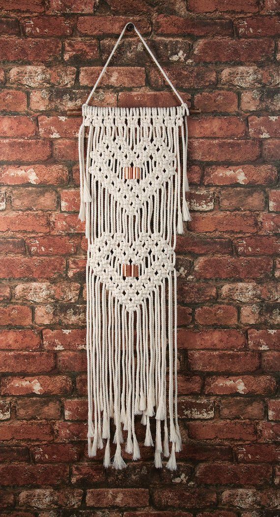 rèm macrame trang trí treo tường họa tiết trái tim