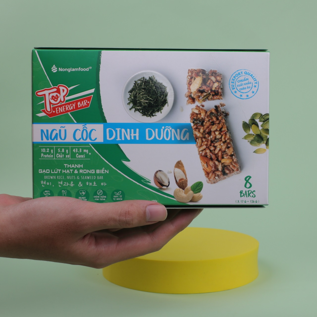 [EAT CLEAN] Combo 3 hộp thanh gạo lứt ngũ cốc Top Energy Bar 3 vị hộp 136g 8 thanh (Chà bông/ Rong biển/ Trái cây) Nonglamfood | Ăn lành mạnh - Ngon chuẩn dưỡng chất