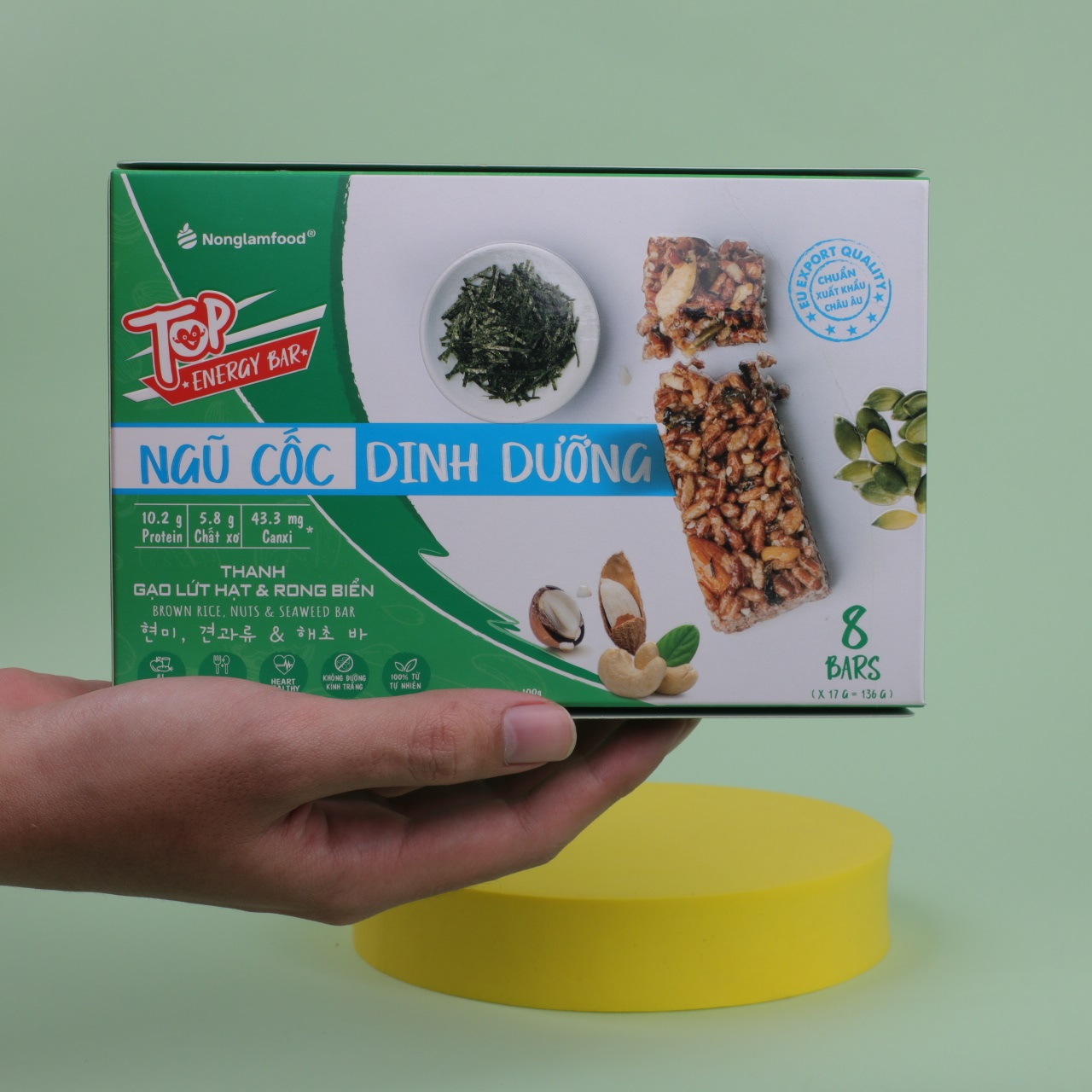 Hình ảnh [THUẦN CHAY] Thanh gạo lứt Hạt & Rong Biển Nonglamfood hộp 8 thanh 136g | Chay mặn đều dùng được | Hỗ trợ ăn kiêng giảm cân | Bữa ăn dinh dưỡng thay thế lành mạnh