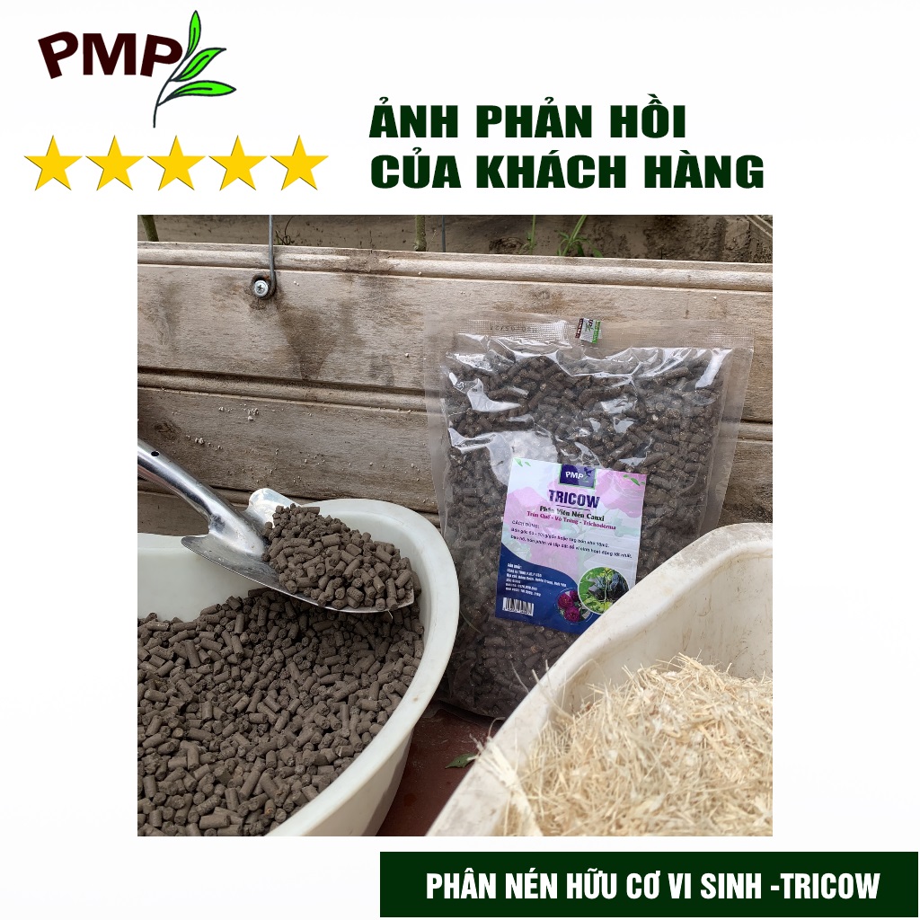 Phân Tan Chậm Tricow Trùn Quế - Canxi - Trichoderma Cho Hoa Hồng, Rau Sạch, Cây Cảnh 1Kg