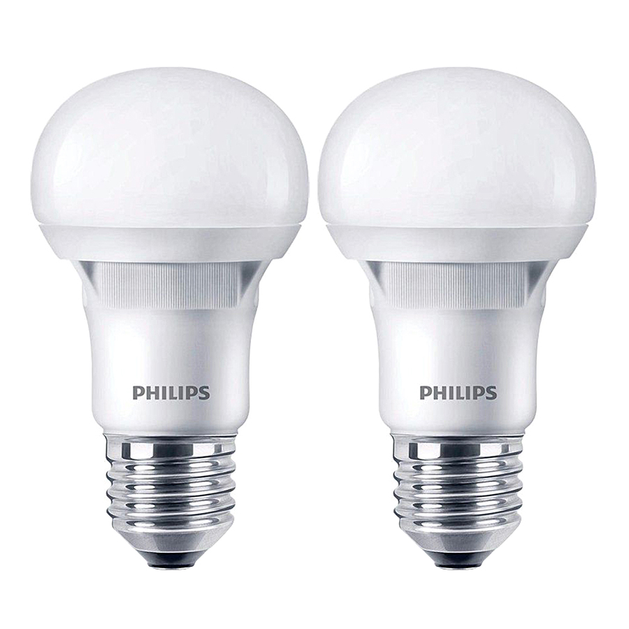 Bộ 2 Bóng Đèn Philips LED Ecobright 8W 3000K E27 A60 - Ánh Sáng Vàng - Hàng Chính Hãng