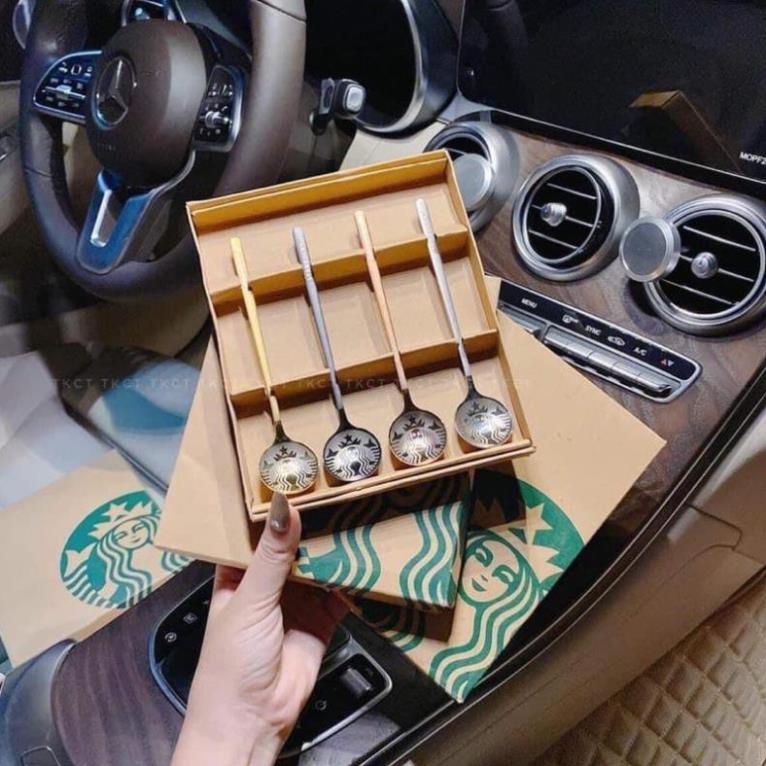 SET 4 THÌA MUỖNG STARBUCK SANG TRỌNG CÓ THỂ LÀM QUÀ TẶNG