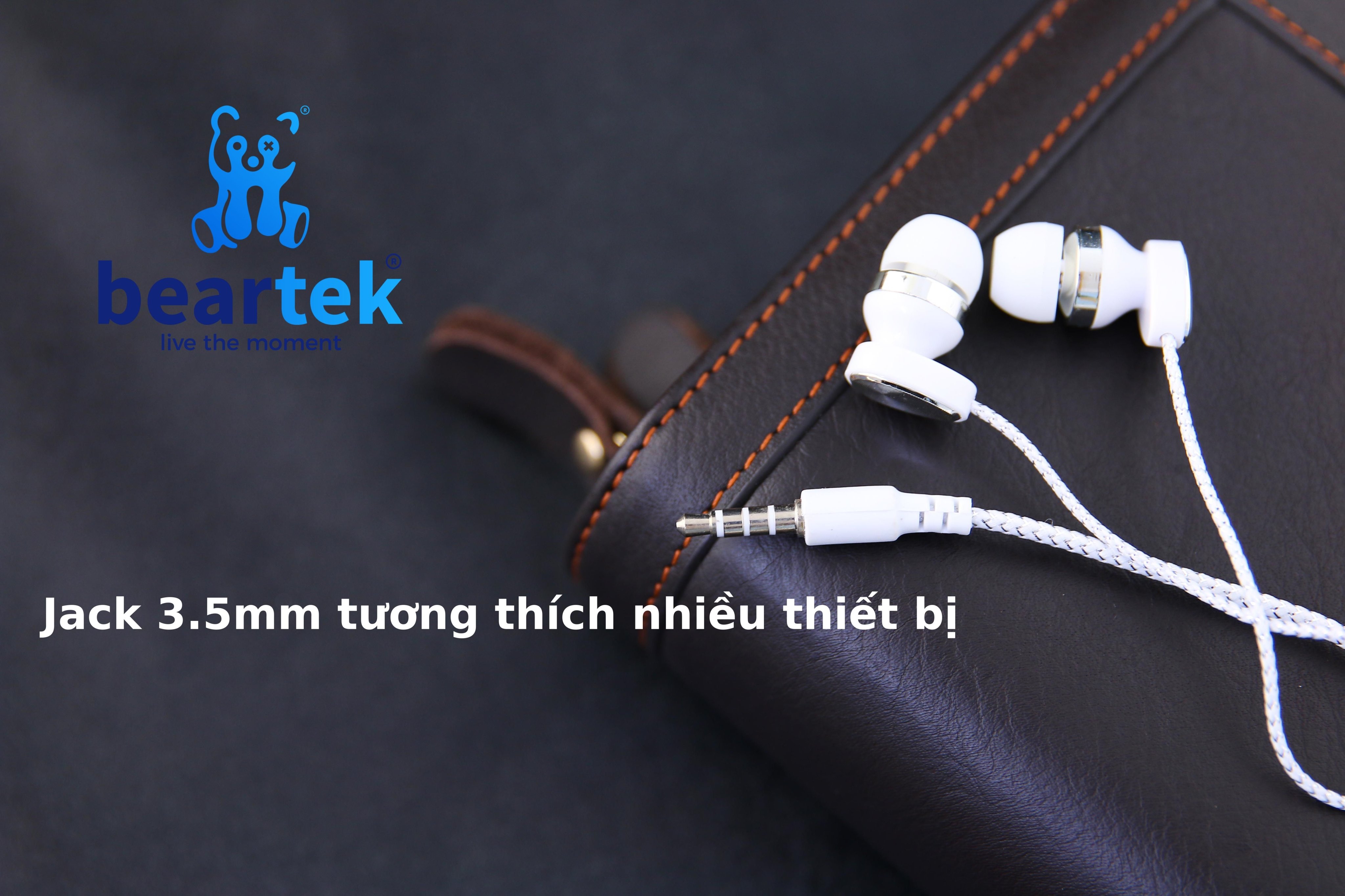 Tai nghe nhét tai có dây BEARTEK giắc cắm 3.5mm tích hợp micro chất lượng dành cho điện thoại / máy tính / laptop / PC – TAIDAY0001 – Hàng nhập khẩu