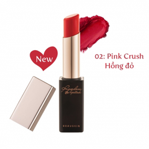 Son lì Beauskin Rosedew Matte Creamy Hàn Quốc No.02 Hồng đỏ tặng kèm móc khóa