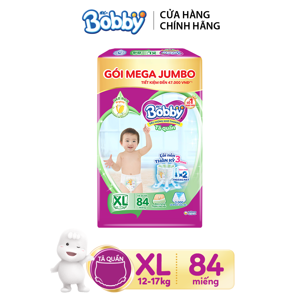 Tã quần Bobby có đệm lưng thấm mồ hôi đủ size M120/L104/XL96/XXL88