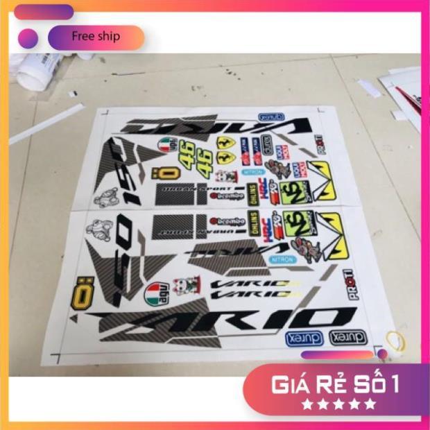 Tem rời Vario 150 xám đen in decal trong bảo hành màu sắc vĩnh viễn